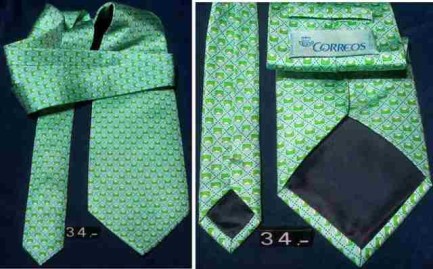 34 CORBATA CORREOS VERDE SEDA